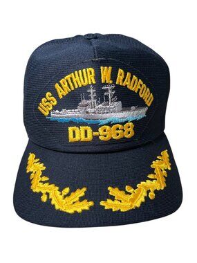 VTG USS Arthur W. Radford DD-968 Blue Embroidered Snapback Hat USA Military